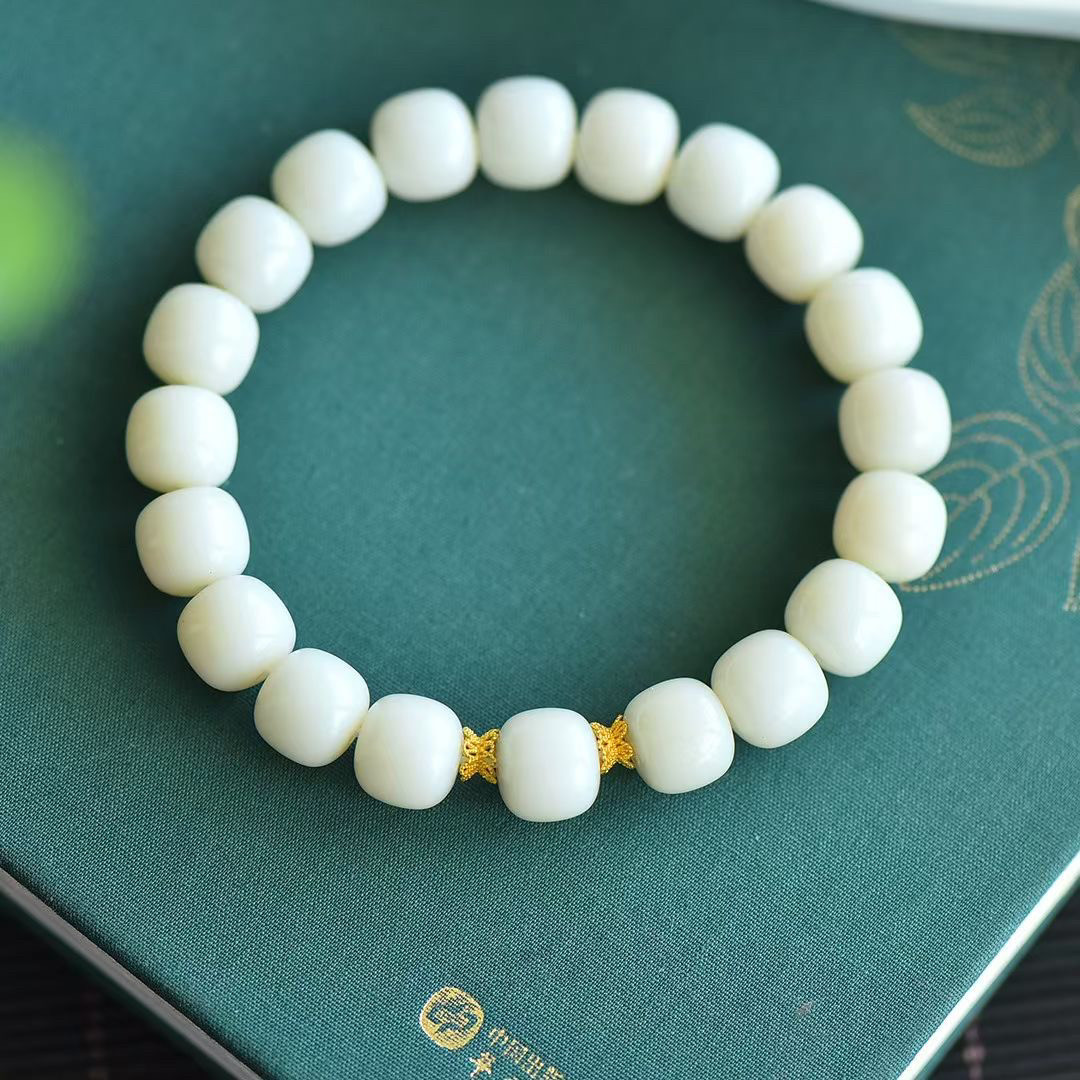 天然18k配件搭配和田米达料路路通手串事事顺通如意9*10