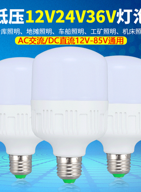 12v24v36V48伏低压直流led灯泡E27螺口节能电瓶地摊工地太阳能灯