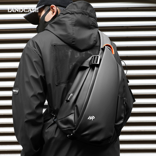 Landcase潮牌机能斜挎包男大容量骑行背包胸包休闲单肩包机车挎包