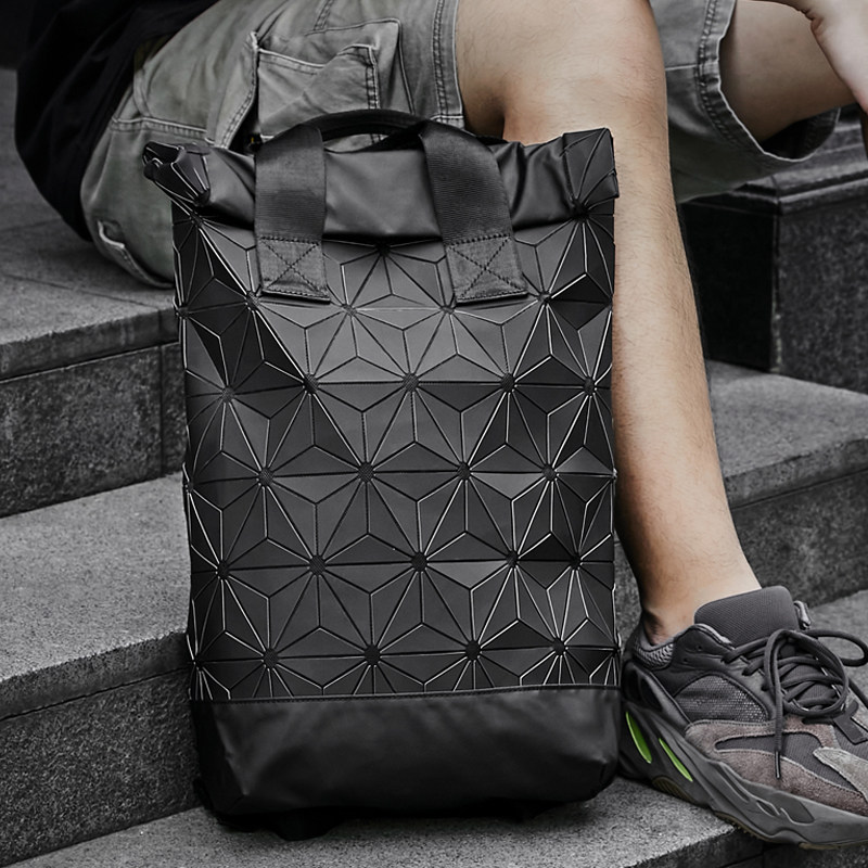 双肩包男潮牌运动休闲几何菱形旅行背包男士初中学生书包时尚潮流