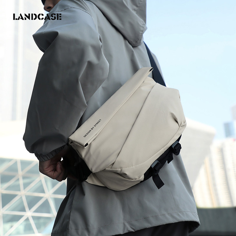 Landcase斜挎包男士潮牌单肩包时尚挎包休闲邮差包骑行斜肩胸包女怎么看?