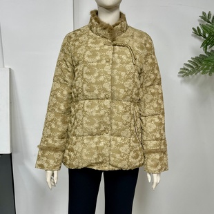 加厚奶奶装 短款 鸭绒外套 立领带毛领羽绒服女保暖冬季 中老年妈妈装