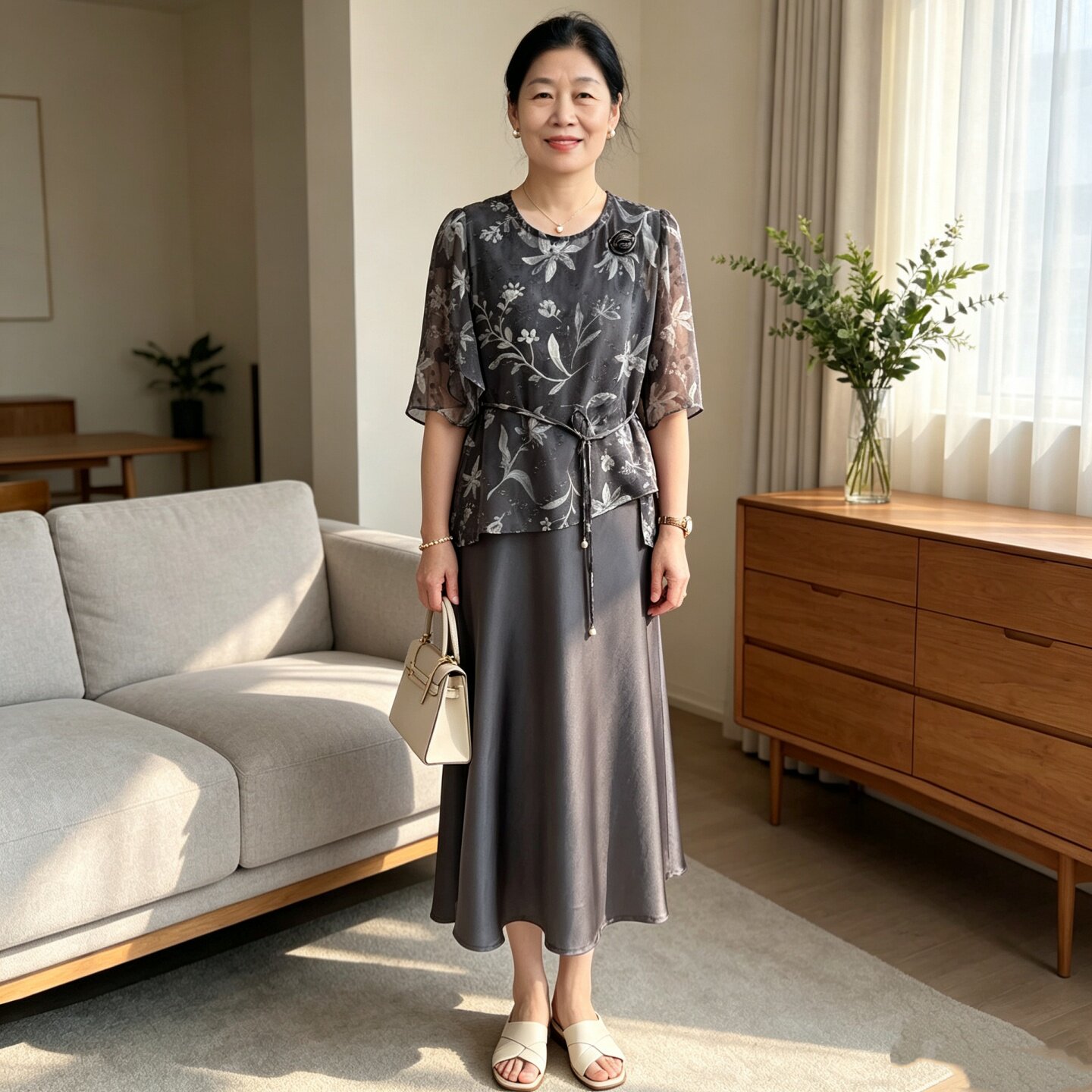 中年妈妈夏装连衣裙时尚气质长裙