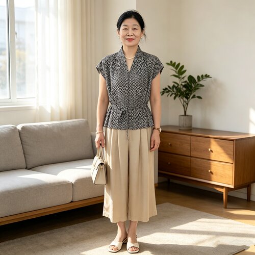 妈妈夏季气质套装显瘦雪纺短袖女