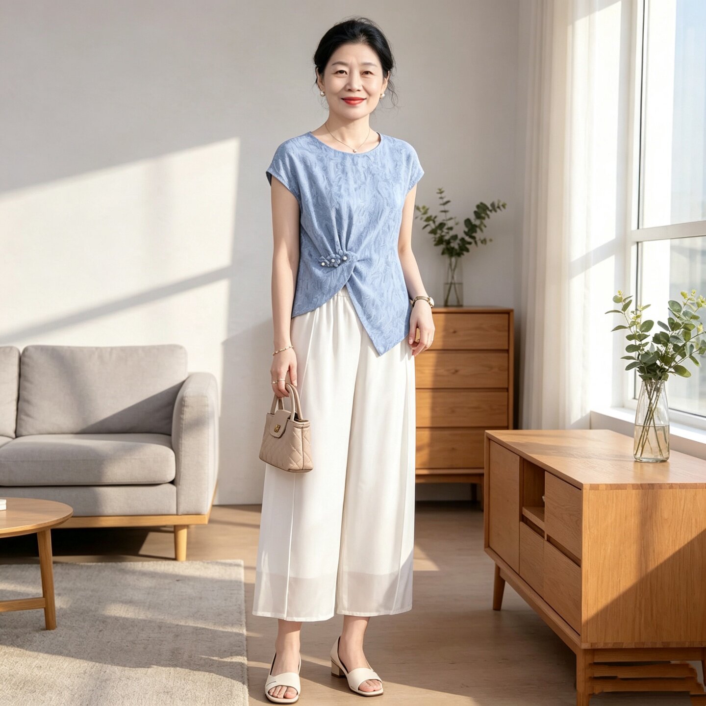 中年妈妈装夏季高贵套装气质减龄