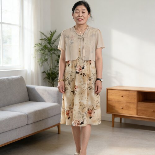 年轻妈妈夏装新中式连衣裙中老年