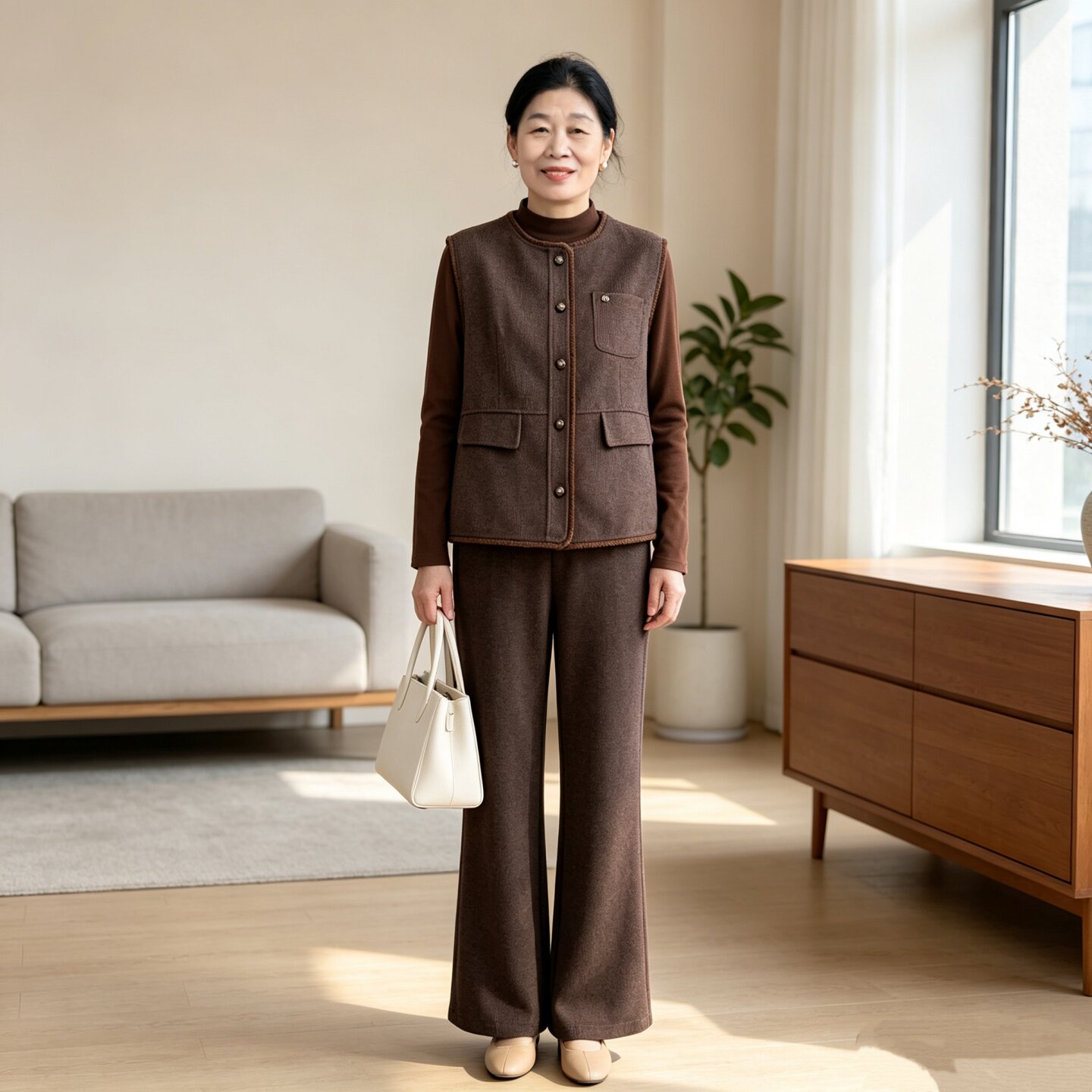 时尚套装中老年女马甲春秋三件套