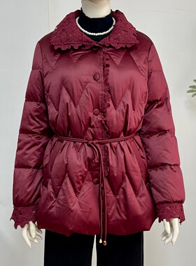 洋气妈妈白鸭绒羽绒服外套女本命年2025冬新款中老年收腰保暖棉袄