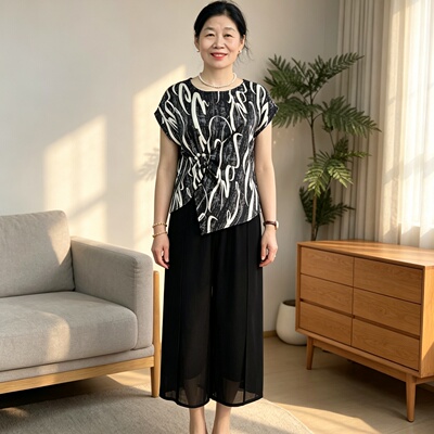 妈妈夏装减龄时尚洋气套装女短袖