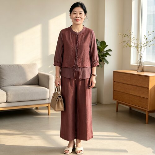中老年妈妈洋气中式国风高贵套装