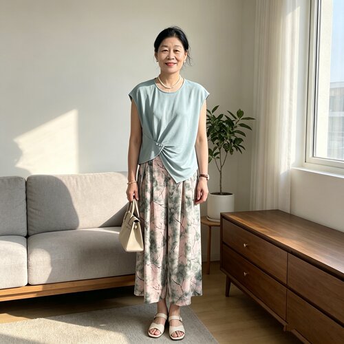 中年妈妈夏季时尚套装减龄显瘦高