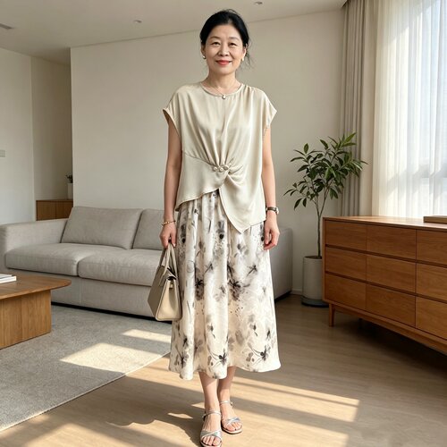 时尚洋气年轻妈妈装连衣裙套装女