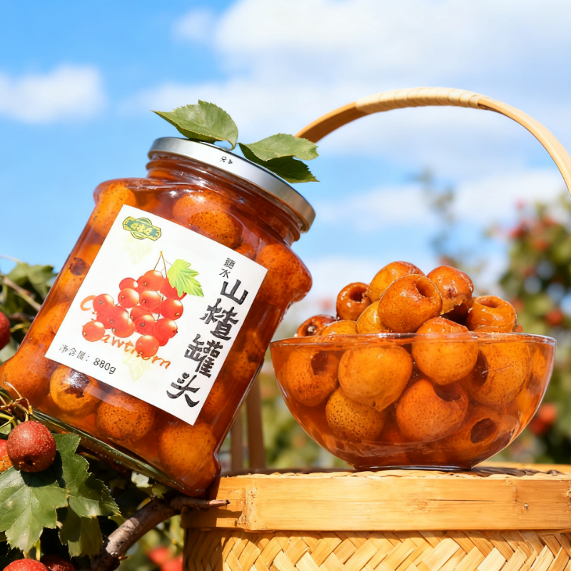 糖水山楂罐头880g*4黄桃罐头老式玻璃瓶零食鲜果捞水果罐头商用