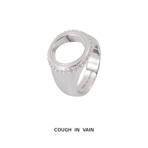 COUGH IN VAIN 沙棘圆形宝石银戒指女小众个性指环设计感时尚饰品