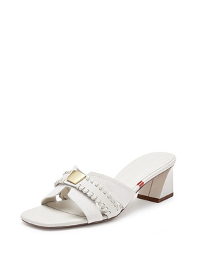 商场同款2025夏季新款真皮粗跟中跟玛雅风迹外穿凉拖鞋女EBI39BT4