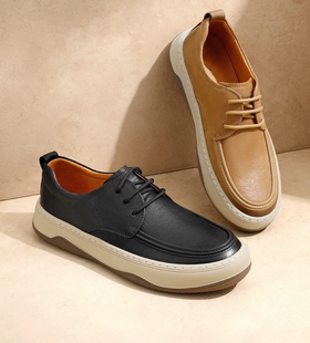 商场同款真皮厚底板鞋男款软底工装鞋商务休闲皮鞋子男A1611CM4