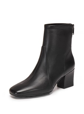 商场同款2025款气质通勤奶油靴短靴黑色时装靴粗跟女皮靴EIA02DD5