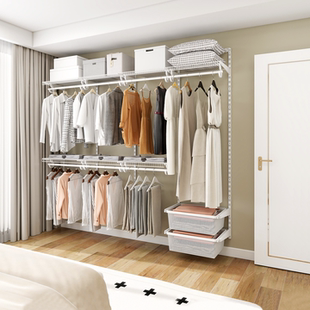 铂耐开放式 金属衣柜可挂大衣卧室家用衣架子衣柜钢制衣柜置物架
