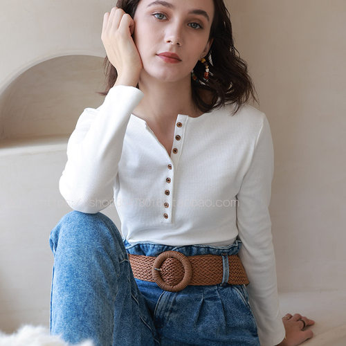 亨利领长袖外穿套头衫T恤打底衫