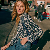 气质衬衫 现货法式 小众23年复古少女蕾丝花朵纯棉刺绣花瓣立领长袖