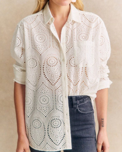 法式纯棉刺绣宽松衬衫防晒衫外套