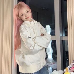 ins美式复古刺绣棒球服外套女学生韩版宽松秋季新款小个子夹克潮