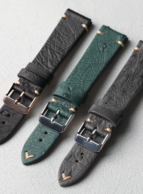 手工鸵鸟皮表带18 19 20 21 22MM超薄真皮柔软适配华为GT5 41MM链