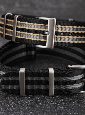 适配omega欧米茄新海马300蝶飞表带NATO北约帆布20m编织尼龙表带