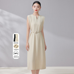 高级感气质优雅无袖 款 连衣裙 热卖 洋气系带显瘦女士中长裙 夏季