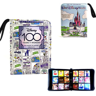 新款迪士尼收纳册100周年集卡册四格九格皮质卡片收藏册拉链包