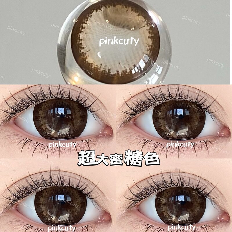 Pinkcuty美瞳大直径年抛视觉14.8狗狗眼超大直径美瞳超大蜜糖色