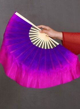 舞蹈仿真扇子渐变秧歌双面花鼓幸福儿童群舞跳舞山西表演中国广场