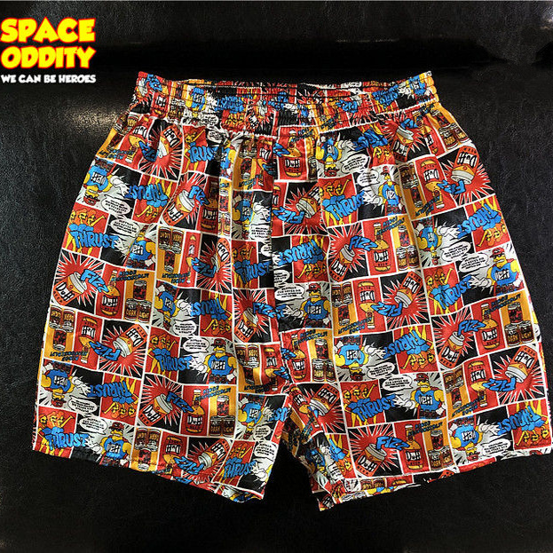 辛普森一家卡通家居裤睡裤短裤 色丁材质