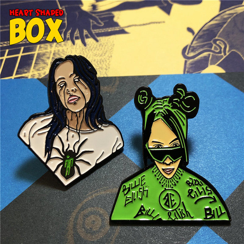 比莉billieeilish碧梨卡通胸针徽章