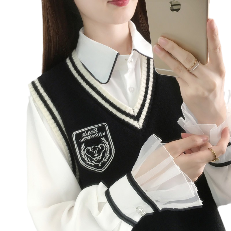 2025春季新款学院风针织马甲背心女高级感外搭叠穿无袖上衣潮ins