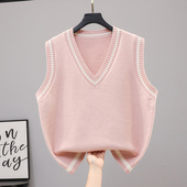 马夹上衣 小个子v领针织背心女无袖 2025年春秋新款 学院风马甲法式