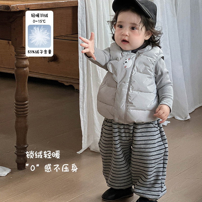 男女童羽绒马甲外穿婴幼儿加厚保暖背心宝宝坎肩90白鸭绒轻薄 a类