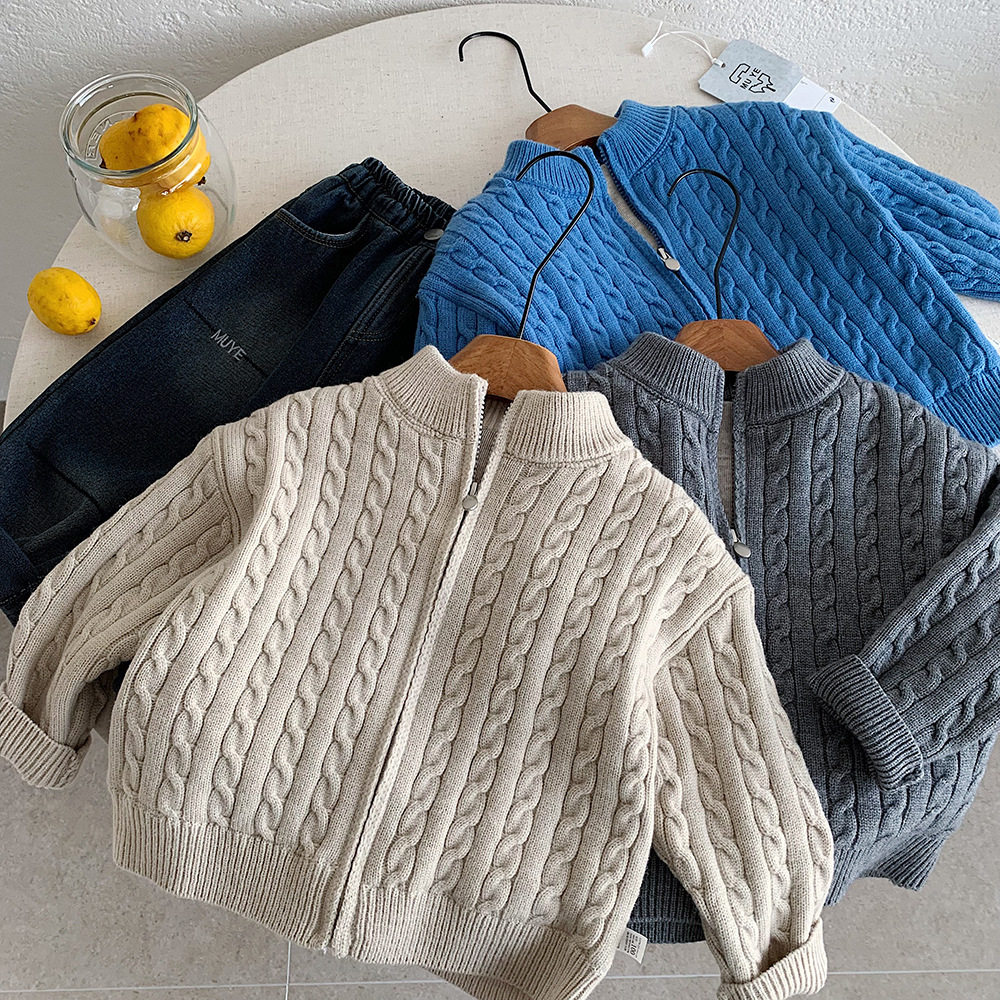 木野冬季毛衣儿童加厚双层针织衫外套湖州织里童装男女童韩版开衫