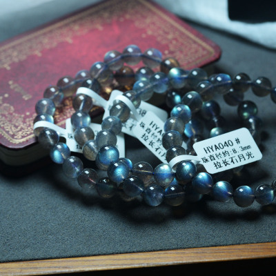 天然灰月光石手链拉长石女水晶