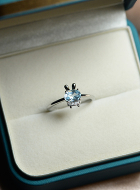 蓝色天然托帕石戒指女款宝石