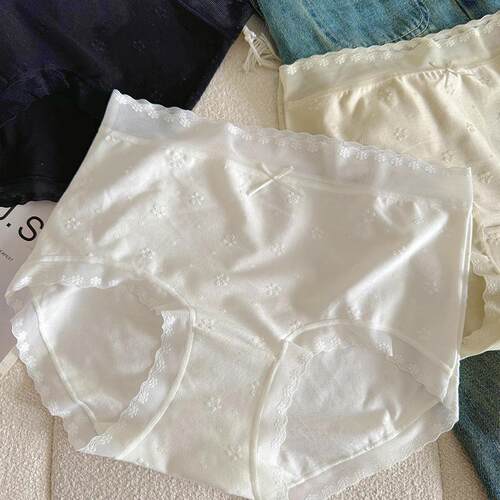 提花棉内裤女中高腰包臀纯棉底档