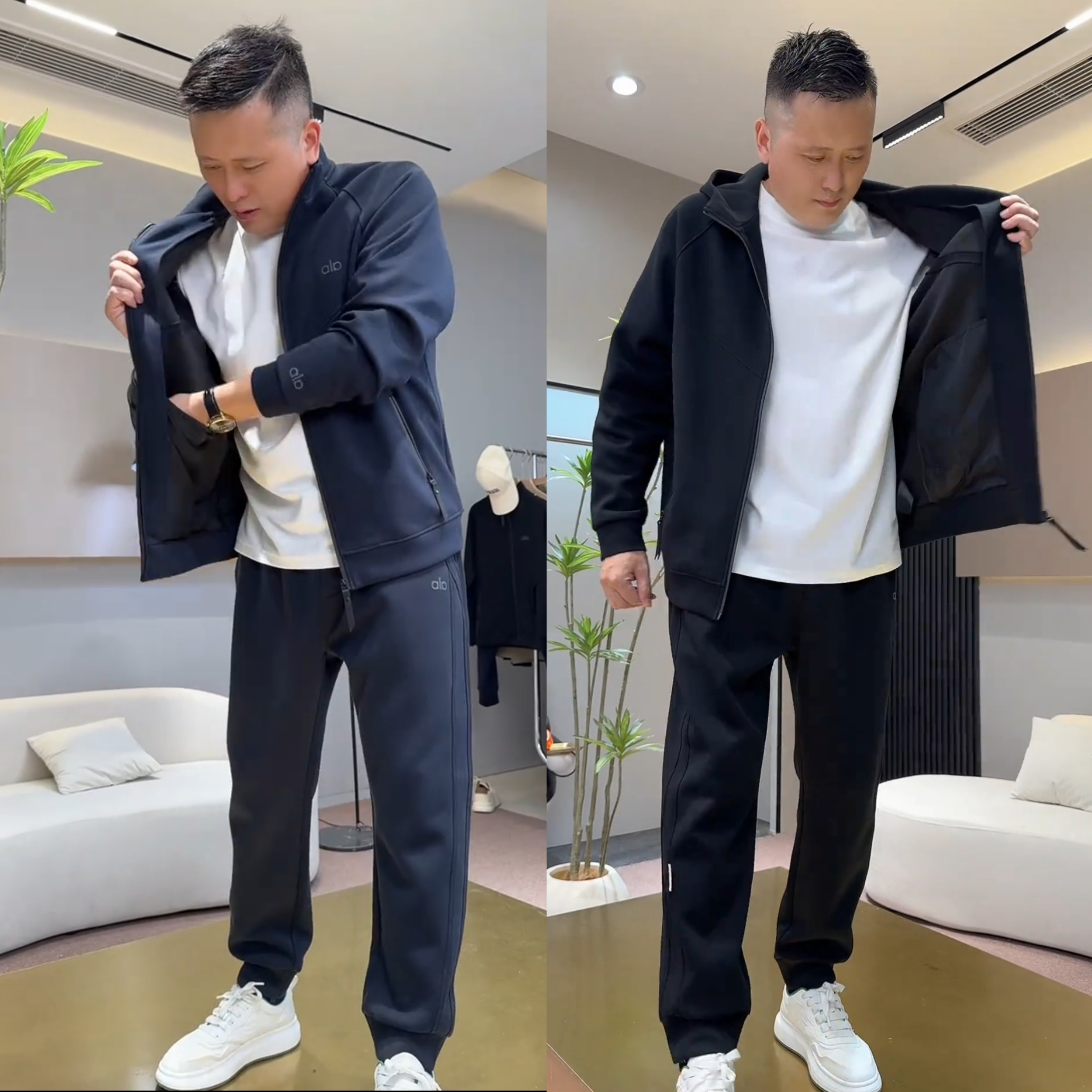 高级感轻奢连帽开衫外套卫裤套装