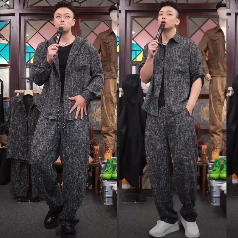 早秋港风简约翻领设计连帽套装男士高级感宽松透气百搭休闲两件套,男装,时尚套装,淘宝优惠券,粉丝福利购,淘宝优惠卷