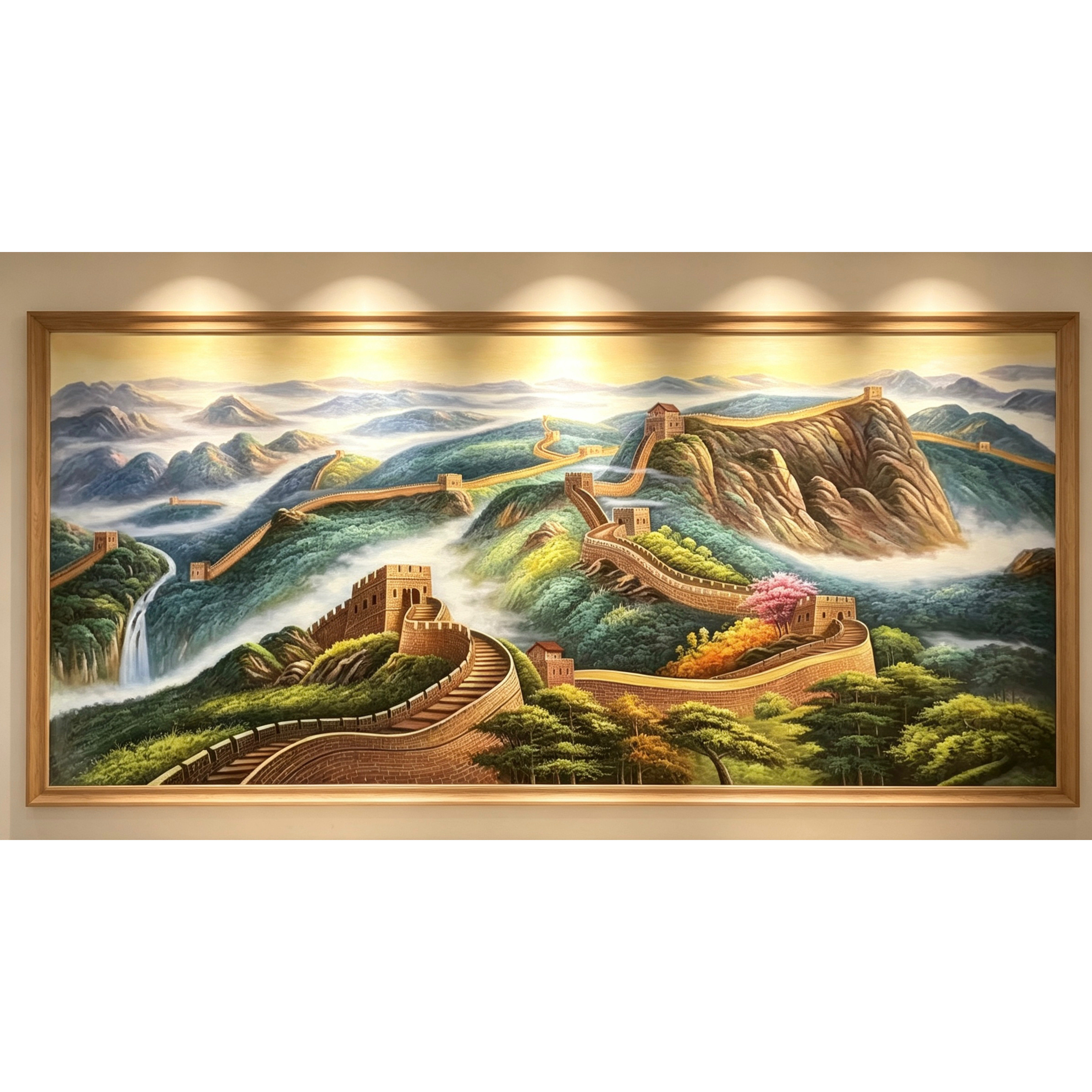 纯手绘手工真迹长城雄风国画靠山图客厅办公室会议室挂画芯装饰画