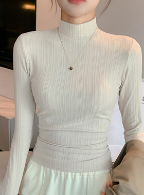 H322春秋衣内搭上衣半高领秋冬打底衫女款可外穿新款长袖休闲简约