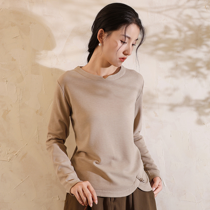 新中式女装秋冬新款外穿德绒打底衫女感保暖内搭上衣