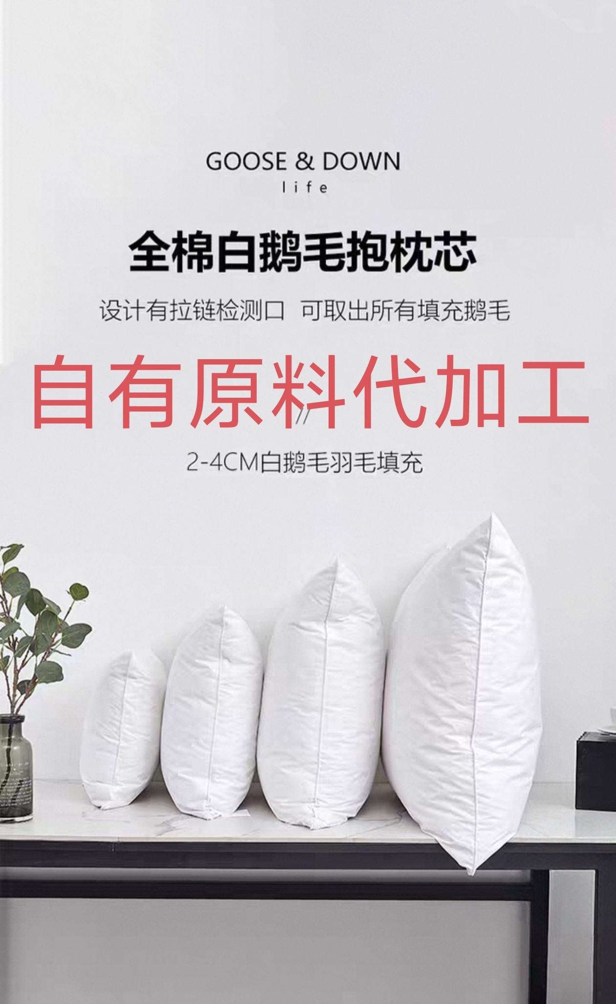 鹅毛羽绒抱枕芯羽毛抱枕枕芯睡枕靠垫坐垫一体