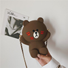 Japan and South Korea Brown Bear Little bag new pattern Cartoon silica gel One shoulder Mobile phone bag lovely chain coin purse Inclined shoulder bag