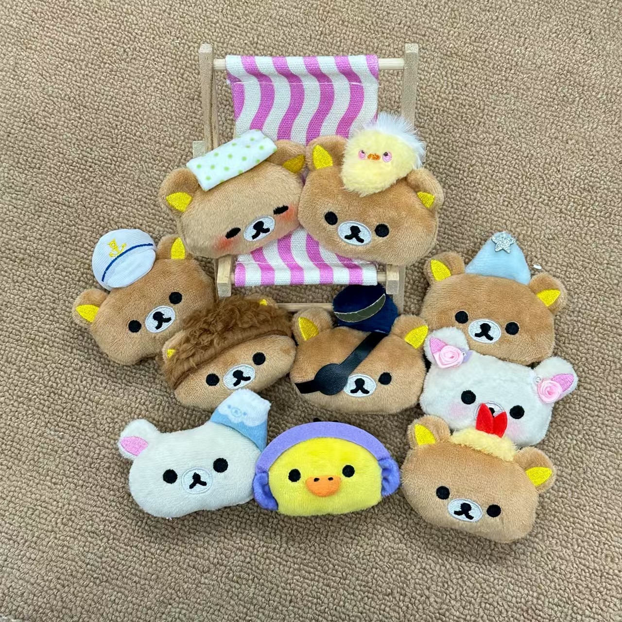 轻松熊店长系列妹妹熊哥小鸡可爱毛绒公仔玩偶包包胸针饰品别针