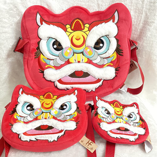 中国风醒狮老虎新年拜年红包袋汉服男女孩儿童斜挎包零钱包小包包 - 封面
